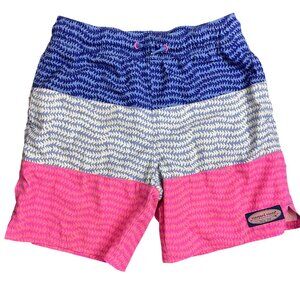 Vineyard Vines Wavy Tails Chappy Swim Trunks Boys Size Small‎ (8-10) Pink, Blue